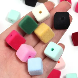 Perles cube floquées colorées pour bracelets faits main DIY et accessoires de bijoux