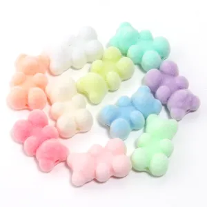 Perles d'ours floquées colorées charmants accessoires de bracelet DIY faits à la main