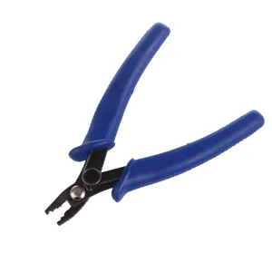 Mini alicates de crimpado para joyas con mangos azules ergonomicos para alambre fino.