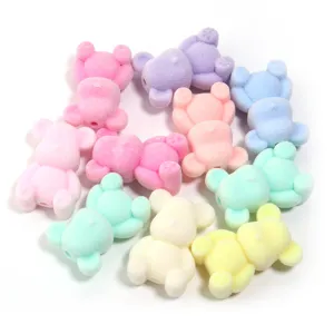 Perles ours floquées colorées pour fabrication de bijoux DIY, charmants accessoires.