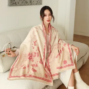 Sciarpa Invernale da Donna in Cachemire Sintetico Caldo Moda Stampa Floreale Lungo Scialle Viaggio Casual Esterno