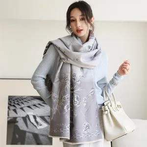 Donna autunno inverno finto cashmere sciarpa stampata elegante casual caldo spesso scialle