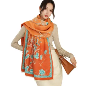 Autunno inverno finta cashmere sciarpa donna moda stampata sciarpa calda spessa avvolgere