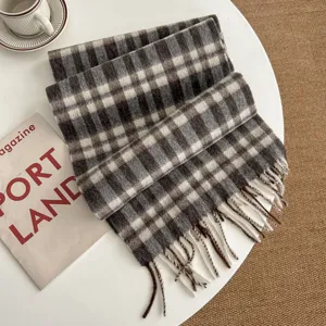 Classic British plaid scarf with fringe, soft warm wool winter shawl for unisex.