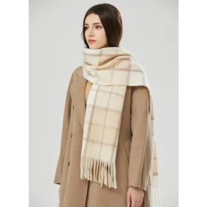 Women's plaid tassel scarf winter warm thick cashmere feel cozy chic fashion accessory