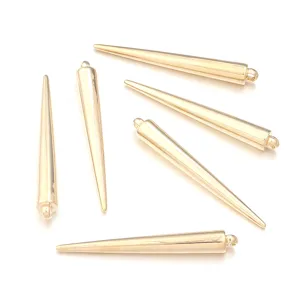 Gold cone spike pendant charms for DIY jewelry making, ideal for necklaces and mobile phone straps.