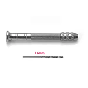 Mini handboor bankschroef met 1.6mm boor voor doe-het-zelf hars kristal epoxy handwerk detail.