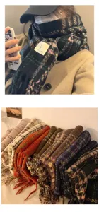 Classic plaid tassel winter warm scarf for women thick soft cozy casual winter wear