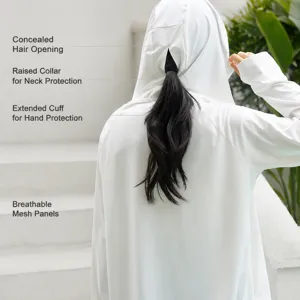 Unisex ice silk sun protection clothing, hooded UV block breathable lightweight summer jacket.
