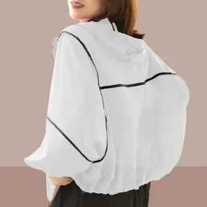 Leichte Damen Sommer Sonnenschutz Hoodie lose kurze Jacke Freizeit Outdoor Oberteil.