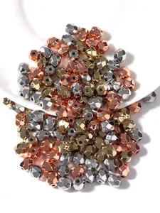 CCB electroplated faceted barrel beads for DIY bracelets, silver gold and rose gold colors.