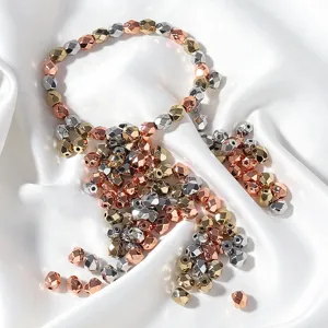 Faceted loose beads for DIY bracelets, multi-color metallic CCB spacer beads, detail view.