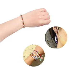 Detailed view of DIY CCB metallic faceted beads bracelet and colorful letter charm accessories.