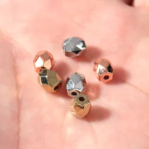 Faceted rhombus barrel beads detail shot, metallic electroplated DIY bracelet spacer components