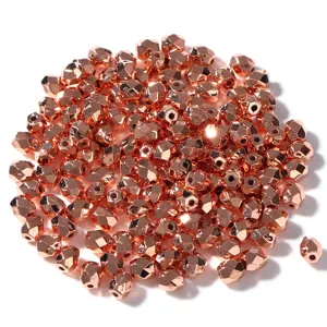 Rose gold faceted barrel beads, CCB DIY spacer beads for bracelet jewelry making supplies.