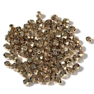 Gold faceted CCB barrel beads for DIY jewelry making, metallic spacer beads bulk pack.