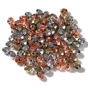 Faceted metallic barrel spacer beads, electroplated CCB DIY jewelry making details view.