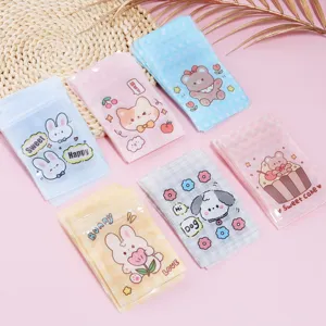 20 Pcs Cartoon Animal Plastic Zip Lock Bags Cute Rabbit Bear Print Self Sealing Packaging Bags For Jewelry DIY Hair Accessories