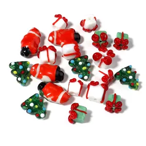 Perles en verre de Noël assorties Père Noël sapin et cadeau accessoires bijoux DIY