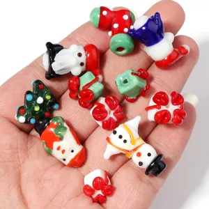 Perles en verre de Noël accessoires de bijoux DIY perles en vrac colorées pour artisanat