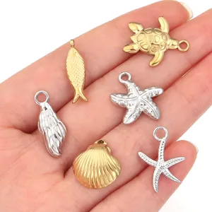 Stainless Steel Ocean Life Charms Gold Silver DIY Jewelry Pendants Set for Crafting
