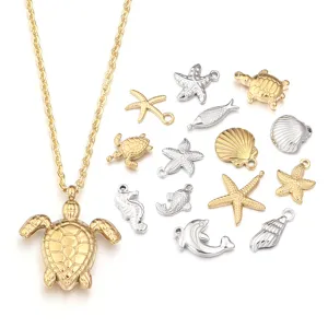 Gold and steel stainless steel ocean animal pendant and DIY jewelry accessories.
