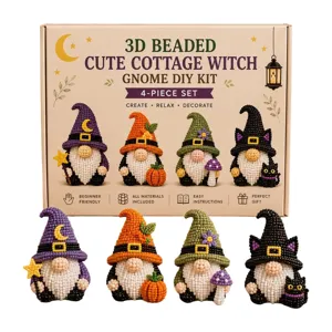 3d beaded gnome diy kit 4 piece set cute witch craft handmade gift product details