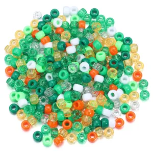 Perles tonneau acrylique grand trou colorées assorties bricolage bracelet bijoux détails