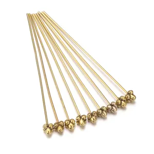 Metal alloy flower head ball pins for DIY jewelry making, electroplated metallic craft pins.