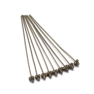 Bronze alloy flower head ball pins, DIY handmade jewelry making wire pin accessories.