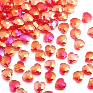 Red crystal heart faceted beads for diy handmade jewelry bracelet necklace making supplies.