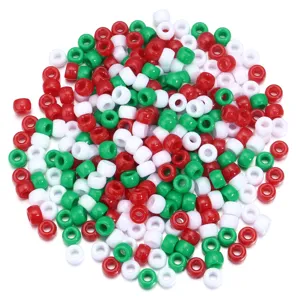 Perles tonneau en acrylique colore pour bracelets DIY colliers et accessoires de fete de Noel.
