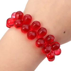 Pulsera de cuentas de cristal de vidrio en forma de gota roja para mujer elegante moda