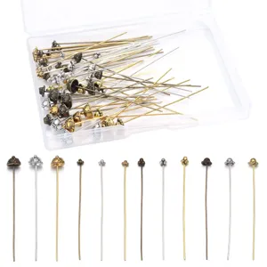 Alloy Copper Flower Head Pins Ball Pins Electroplated Metal Finish Manual Pin DIY Jewelry Making Findings Accessories