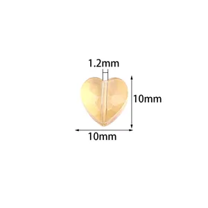 Iridescent glass crystal heart bead faceted peach heart loose bead for DIY jewelry making