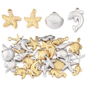 Stainless steel sea life charms gold silver dolphin starfish turtle jewelry DIY making