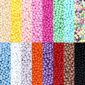 Perles Rondes en Acrylique Couleur Unie Perles en Vrac pour la Fabrication de Bijoux Accessoires de Cordon de Bricolage Fournitures Artisanales