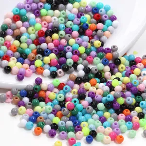 Perles rondes en acrylique colorées pour bijoux DIY, perles de loisirs créatifs multicolores.