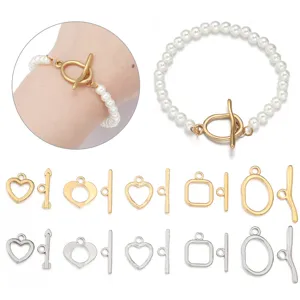 RVS OT sluiting DIY handgemaakte sieraden ketting armband connector golvende toggle sluiting set.