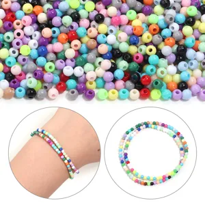 Perles rondes en acrylique colorées 3-5mm petites rocailles accessoires de bijoux DIY.
