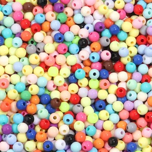 Perles rondes en acrylique colorées perles en vrac intermédiaires pour fabrication de bijoux.