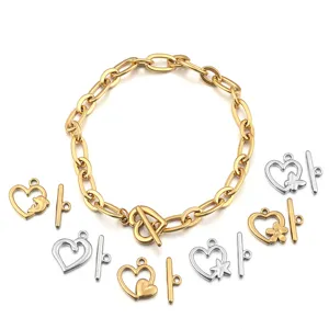 Roestvrijstalen OT-sluiting DIY handgemaakte sieraden ketting armband verbindingscomponenten harten