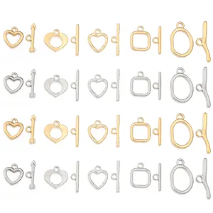 Roestvrijstalen toggle gespen set, gouden en zilveren DIY sieraden connectors.