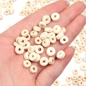Perles en bois plates rondes en vrac DIY bracelet fabrication de bijoux accessoires