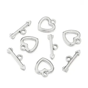 Roestvrijstalen hart en pijl vorm OT sluiting DIY sieraden bevindingen detailweergave.