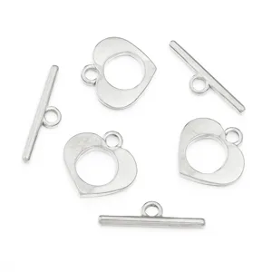 Roestvrijstalen OT-toggle sluiting set, hart ring en T-bar DIY sieraden connectors.