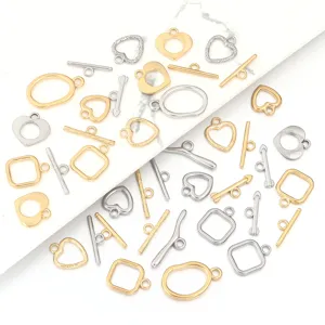 Roestvrij Staal Knebelversluiting Voor Sieraden Maken DIY Handgemaakte Ketting Armband Verbinding Golf Hart Vierkant OT Sluitingen Sieraden Componenten