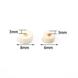 Perles d'espacement plates et rondes en bois pour accessoires de bijoux DIY 8mm et 6mm
