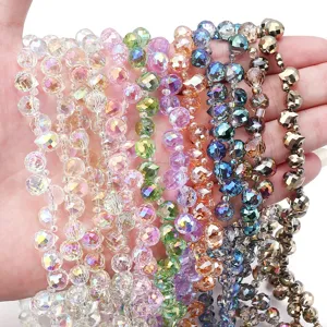 Iridescent glass crystal beads faceted loose beads handmade DIY bracelet necklace jewelry making