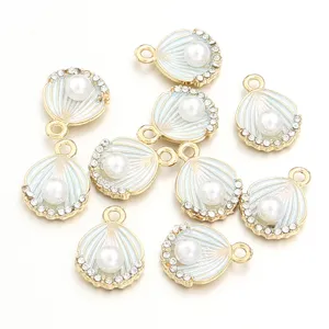 Pendentif coquillage perle goutte d'huile alliage DIY collier bracelet accessoires de bijoux